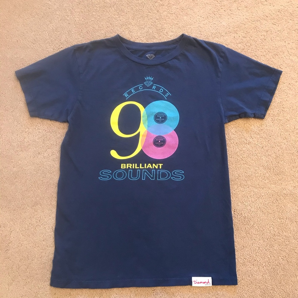 Diamond Supply Retro 98 Records Graphic Tee Size S Blue Short Sleeve Streetwear